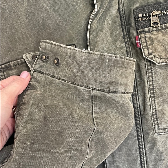 Levi's Military Style Olive Work Coat Sz L - Picture 6 of 12